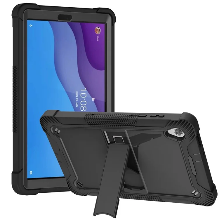 Pour Lenovo Tab M10 HD Gen 2 TB-X306F / TB-X306X Tablette Protective Shell Kickstand Silicone + PC Couverture PC - Noir