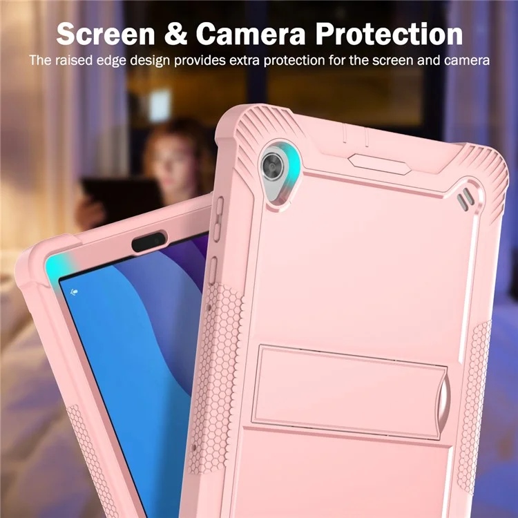 For Lenovo Tab M10 HD Gen 2 TB-X306F / TB-X306X Tablet Protective Shell Kickstand Silicone + PC Cover Case - Rose Gold