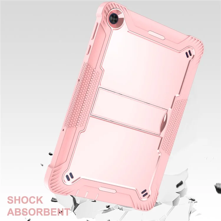 For Huawei MatePad T 10S 10.1 inch / T 10 9.7 inch Shockproof Tablet Shell Kickstand Silicone + PC Dustproof Cover Case - Rose Gold