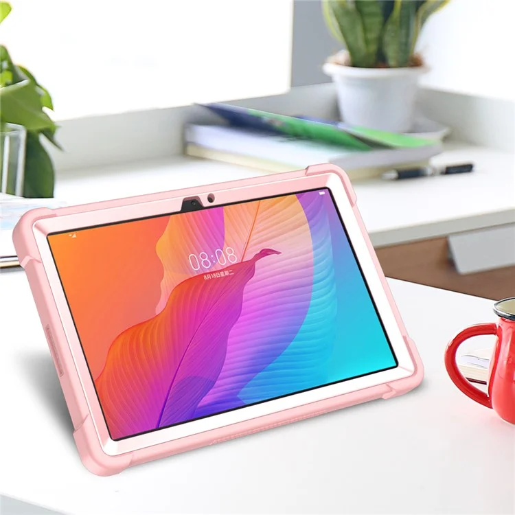 For Huawei MatePad T 10S 10.1 inch / T 10 9.7 inch Shockproof Tablet Shell Kickstand Silicone + PC Dustproof Cover Case - Rose Gold