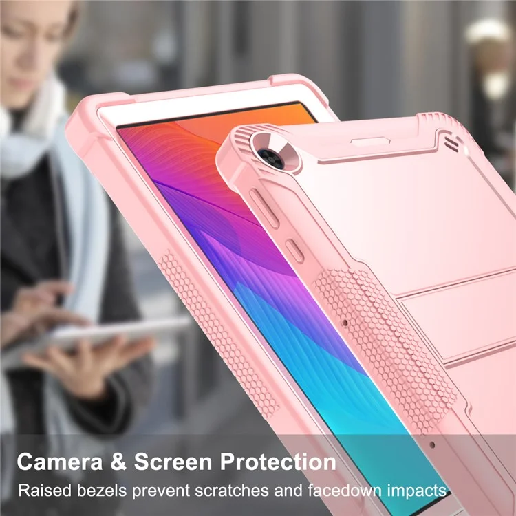 For Huawei MatePad T 10S 10.1 inch / T 10 9.7 inch Shockproof Tablet Shell Kickstand Silicone + PC Dustproof Cover Case - Rose Gold