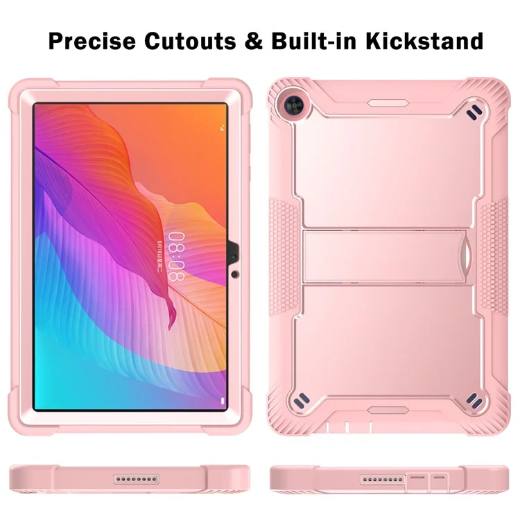 For Huawei MatePad T 10S 10.1 inch / T 10 9.7 inch Shockproof Tablet Shell Kickstand Silicone + PC Dustproof Cover Case - Rose Gold