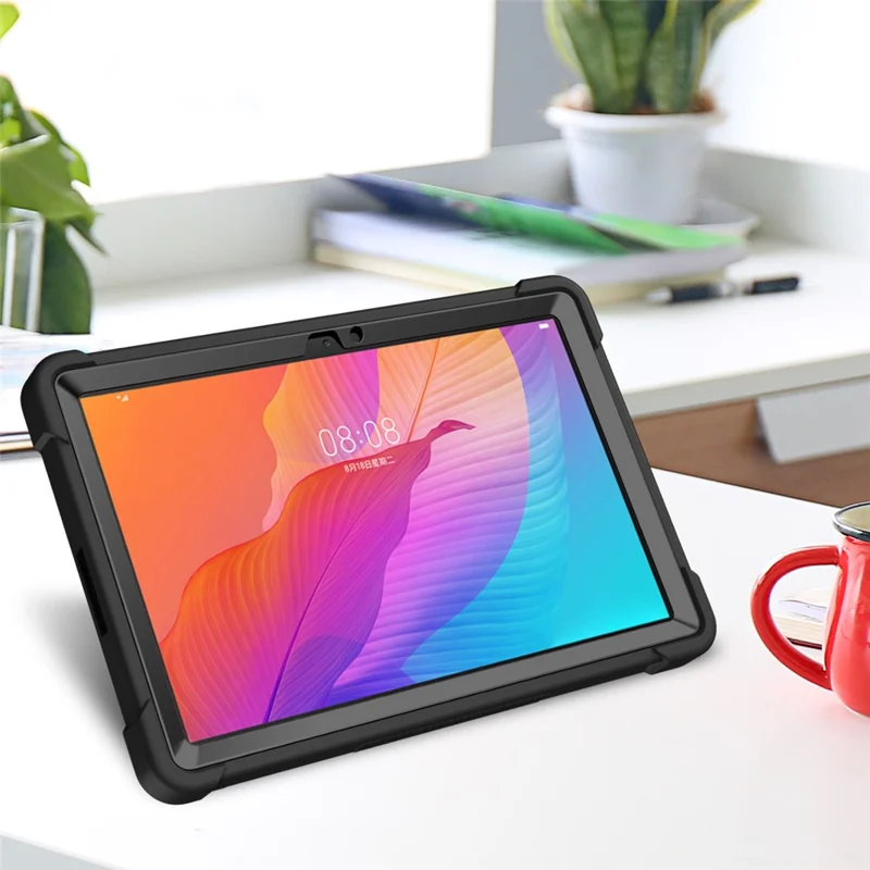 For Huawei MatePad T 10S 10.1 inch / T 10 9.7 inch Shockproof Tablet Shell Kickstand Silicone + PC Dustproof Cover Case - Black