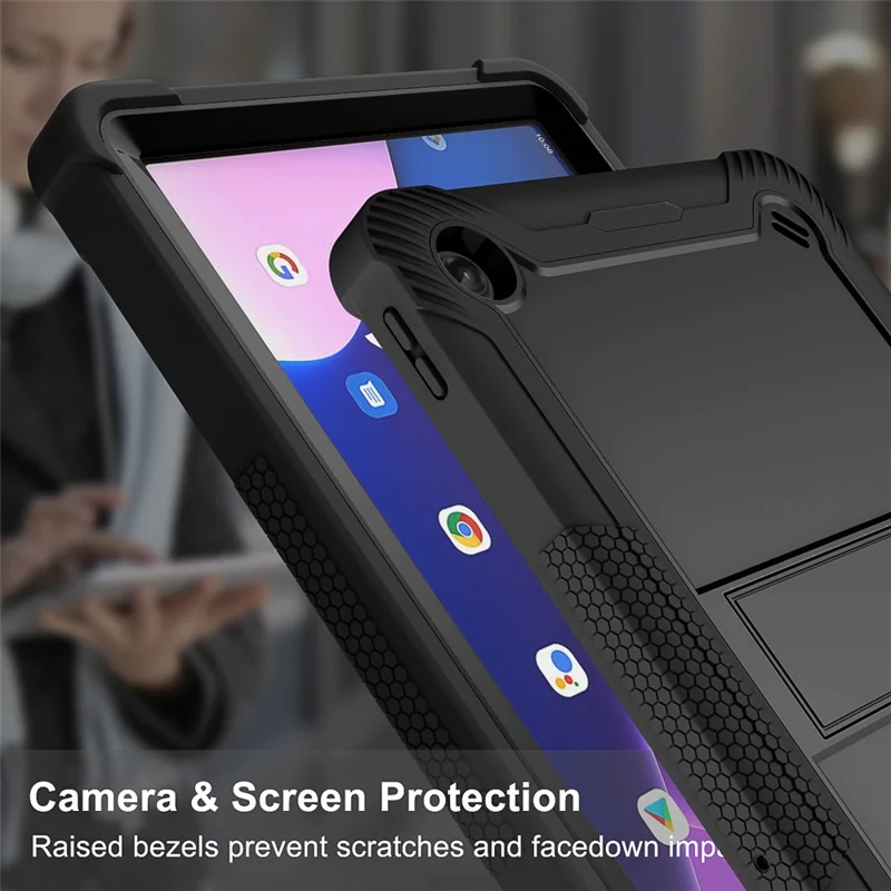 For Lenovo Tab M10 Plus (3rd Gen) / Xiaoxin Pad 2022 10.6 inch Anti-Scratch Tablet Cover Kickstand Silicone + PC Case Shell - Black