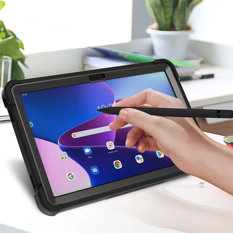 For Lenovo Tab M10 Plus (3rd Gen) / Xiaoxin Pad 2022 10.6 inch Anti-Scratch Tablet Cover Kickstand Silicone + PC Case Shell - Black