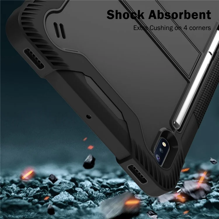 Étui antichoc pour Samsung Galaxy Tab S8 / S7, étui tablette avec support en silicone + PC - Noir