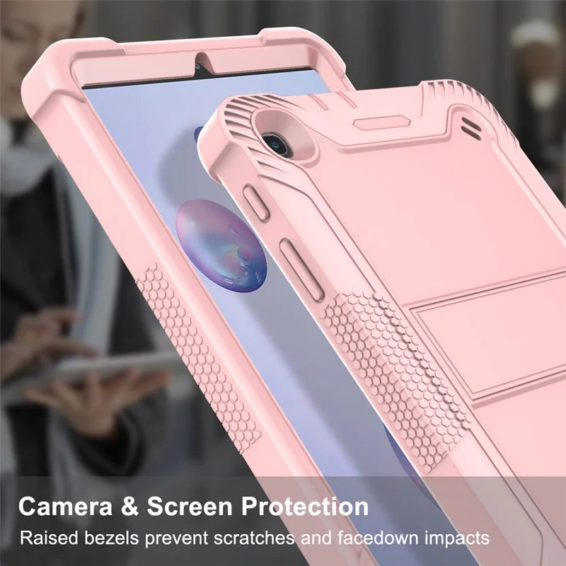Etui do tabletu Samsung Galaxy Tab A7 Lite 8,7 cala, silikonowe + PC, wytrzymała ochronna obudowa z podstawką - różowe złoto