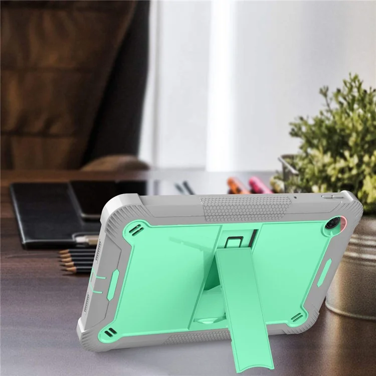 Per TCL Tab 10 5G Custodia in Silicone + PC per Tablet Supporto Antiurto - Grigio+Verde Menta
