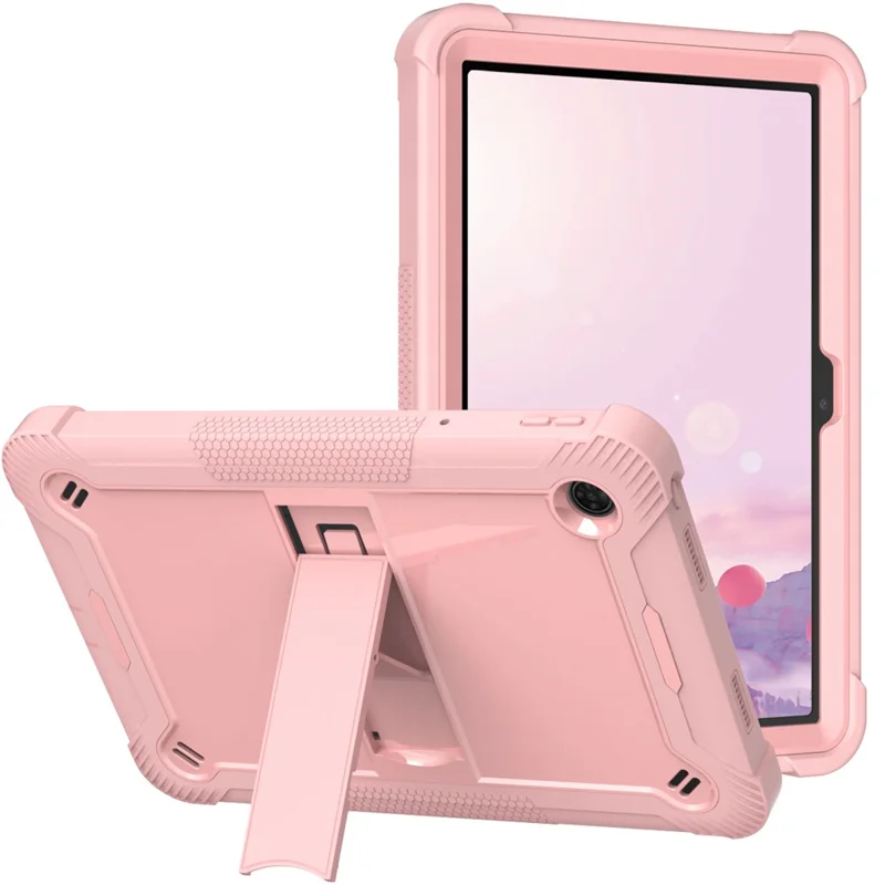 For TCL Tab 10 5G Silicone + PC Tablet Case Kickstand Shockproof Cover - Rose Gold