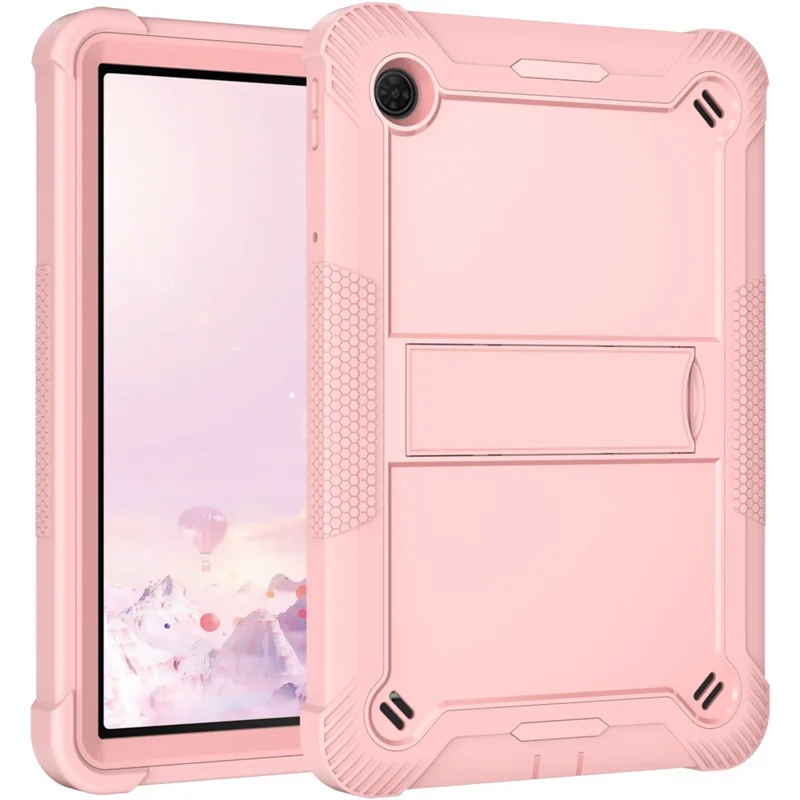 For TCL Tab 10 5G Silicone + PC Tablet Case Kickstand Shockproof Cover - Rose Gold