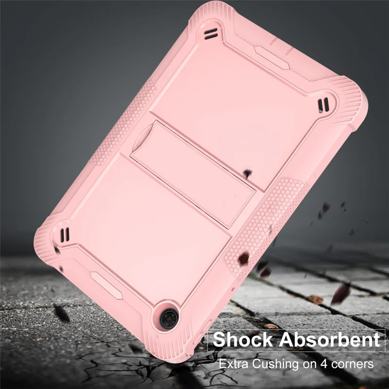 For TCL Tab 10 5G Silicone + PC Tablet Case Kickstand Shockproof Cover - Rose Gold