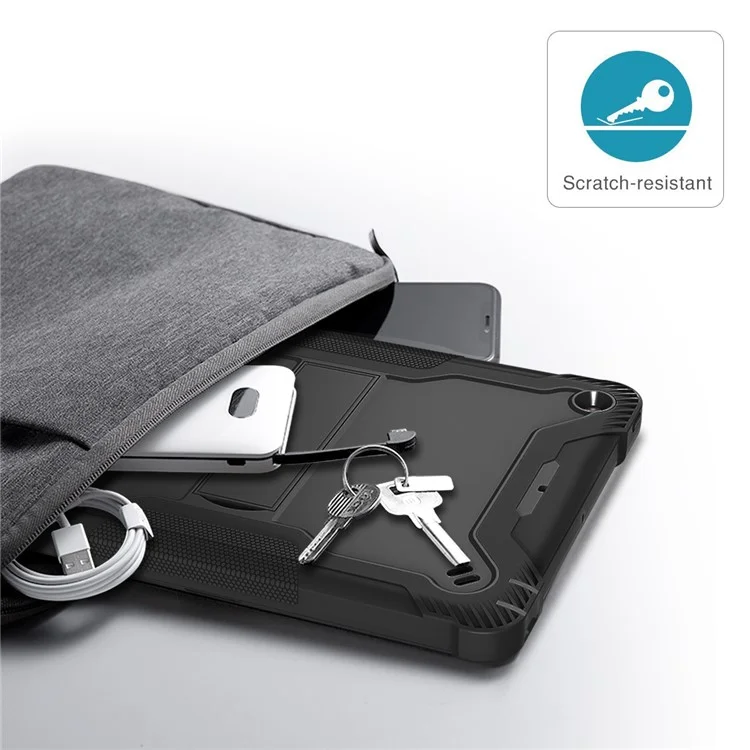 Für iPad 9.7-Zoll (2017) / (2018) Tablet-Hülle 3-in-1 Heavy Duty Silikon + PC Ständer-Abdeckung - Schwarz