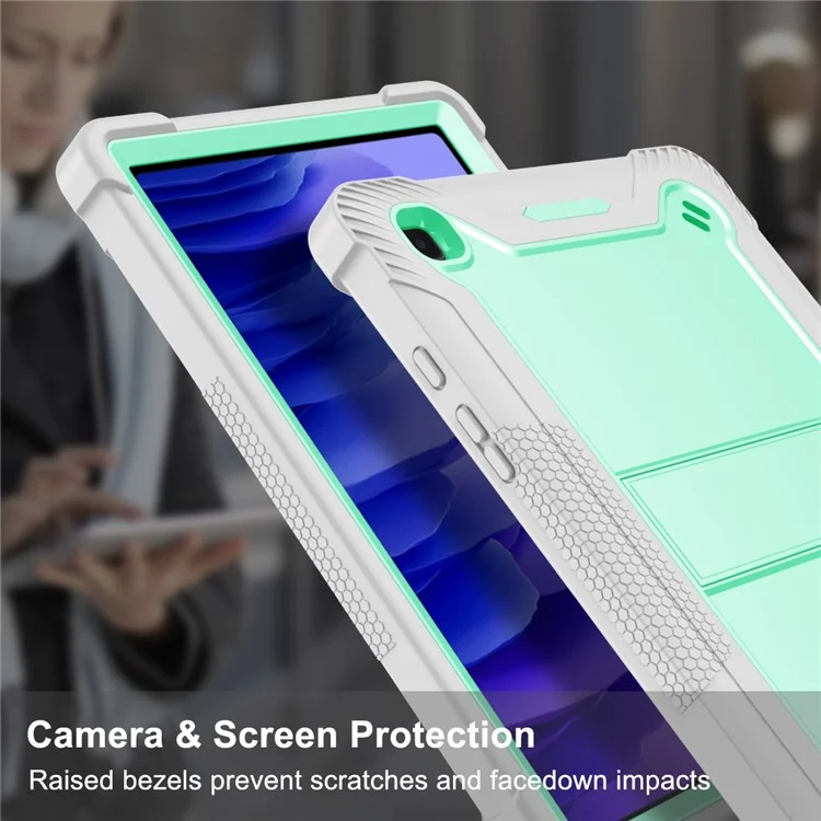 Для Samsung Galaxy Tab A7 10.4 (2020) / (2022) Tablet Case Silicone + PC Protective Armor Kickstand Cover - Серый + Мятно-зеленый