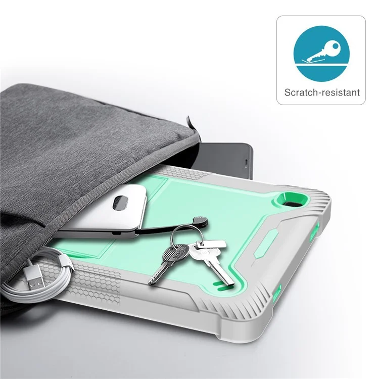 Для Samsung Galaxy Tab A7 10.4 (2020) / (2022) Tablet Case Silicone + PC Protective Armor Kickstand Cover - Серый + Мятно-зеленый