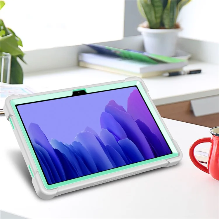 Для Samsung Galaxy Tab A7 10.4 (2020) / (2022) Tablet Case Silicone + PC Protective Armor Kickstand Cover - Серый + Мятно-зеленый