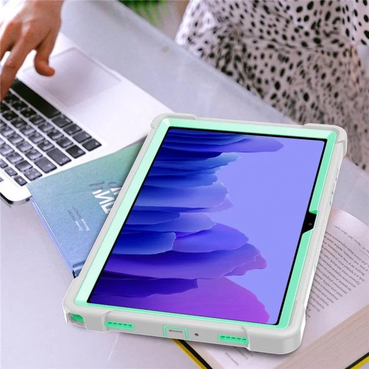 Для Samsung Galaxy Tab A7 10.4 (2020) / (2022) Tablet Case Silicone + PC Protective Armor Kickstand Cover - Серый + Мятно-зеленый