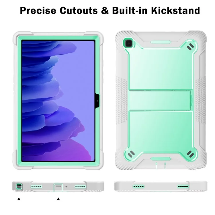 Для Samsung Galaxy Tab A7 10.4 (2020) / (2022) Tablet Case Silicone + PC Protective Armor Kickstand Cover - Серый + Мятно-зеленый