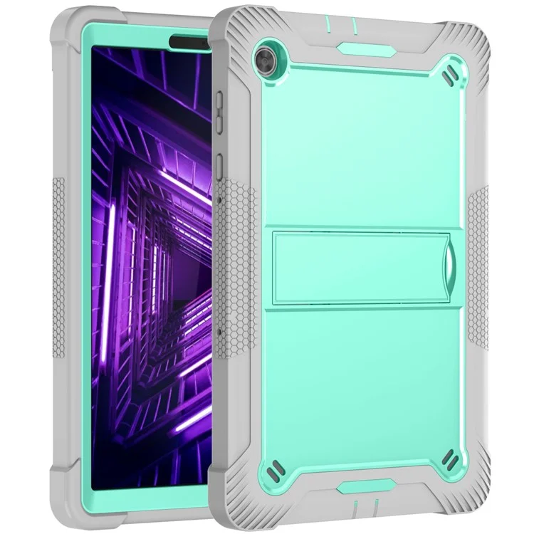 Pour Lenovo Tab M10 Plus Kickstand Tablet Case Silicone + PC Rugged Kids Protective Cover - Gris+Vert Menthe