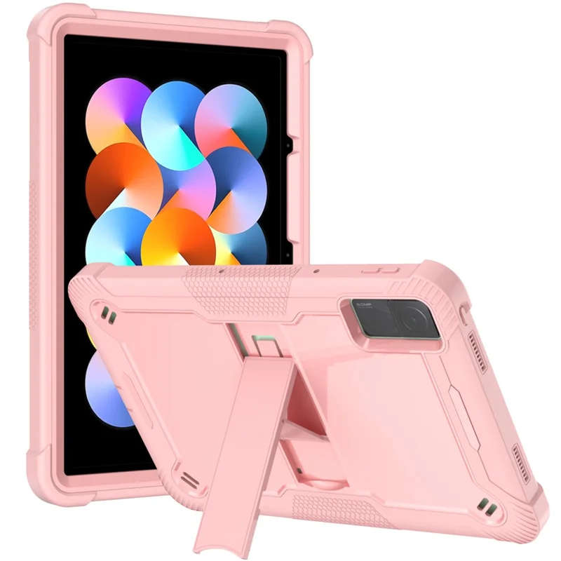For Xiaomi Redmi Pad Kickstand Cover Silicone + PC Shock-Resistant Tablet Case - Rose Gold