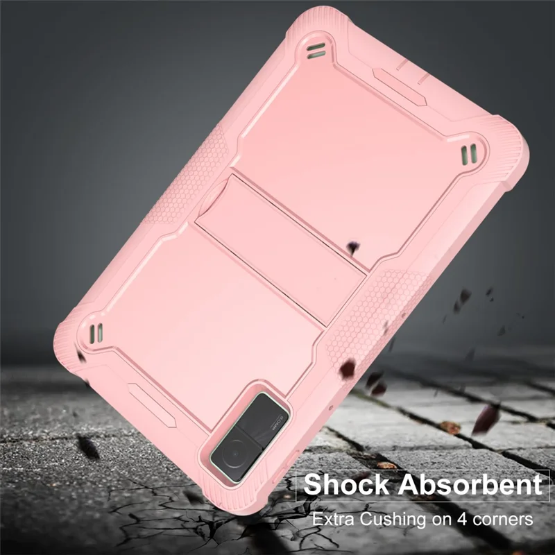 For Xiaomi Redmi Pad Kickstand Cover Silicone + PC Shock-Resistant Tablet Case - Rose Gold