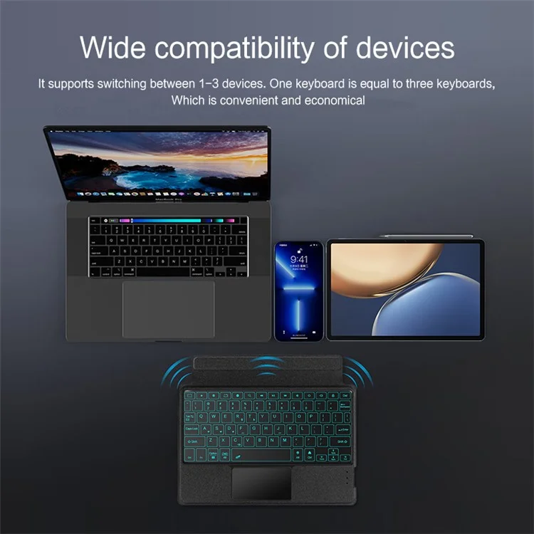 For Honor Tablet V7 Pro Custodia in Pelle + Tastiera Bluetooth con Retroilluminazione Trackpad