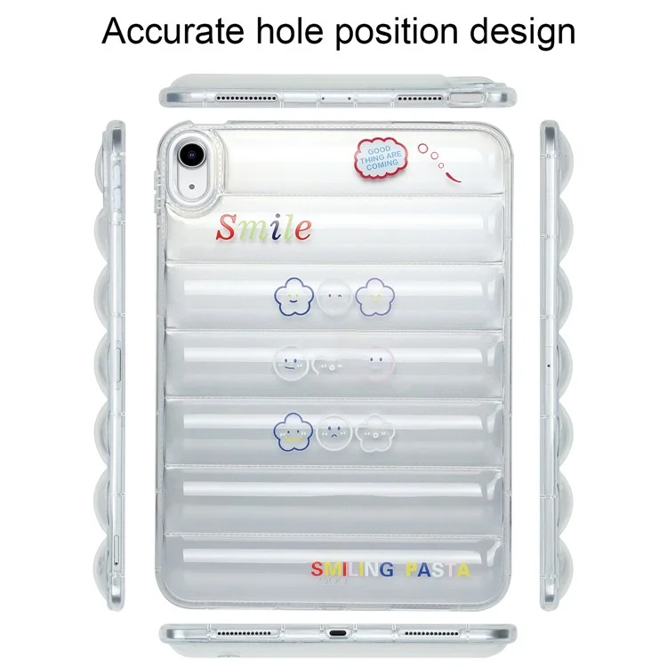 Para iPad 10.9 (2022) Soft TPU Pattern Tablet Case Down Jacket Design Air Cushion Shockproof Cover - Cloud Smiling Faces