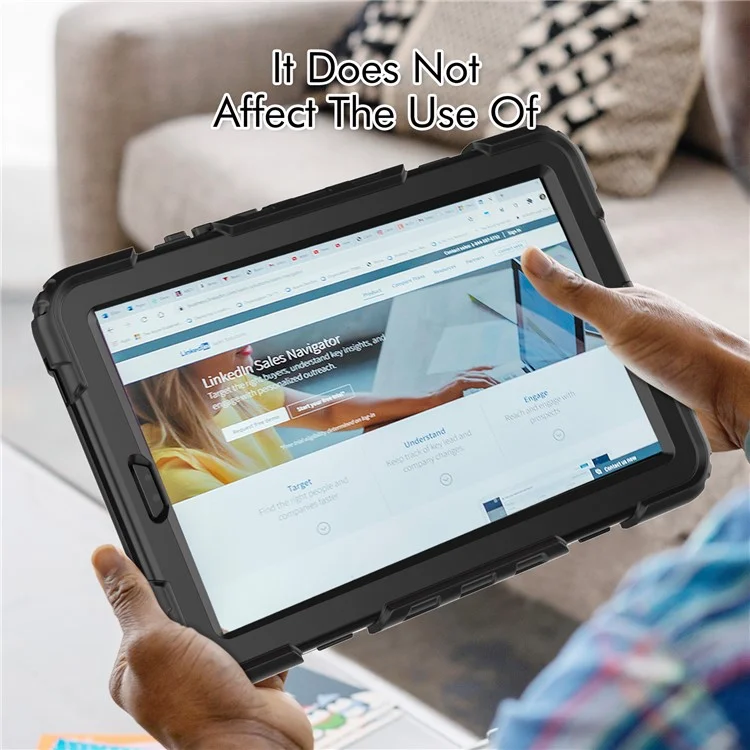 Kickstand-Tablet-Hülle für Lenovo Tab M9 / K9 9" TB310 2023 Handschlaufe Silikon+PC Tablet-Abdeckung mit Schultergurt PET-Bildschirmschutzfolie - Schwarz