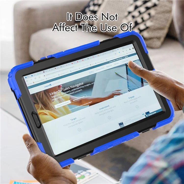 Kickstand Tablet-Hülle für Lenovo Tab M9 / K9 9" TB310 2023 Handschlaufe Silikon+PC Tablet-Cover mit Schultergurt PET-Bildschirmschutzfolie - Dunkelblau