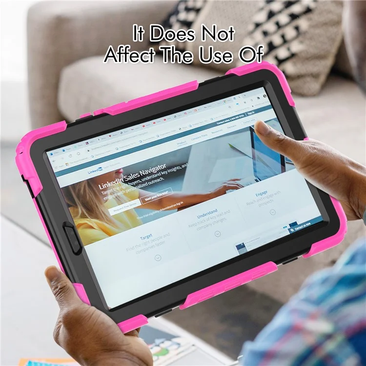 Étui pour tablette Kickstand pour Lenovo Tab M9 / K9 9" TB310 2023 avec sangle à main en silicone+PC, étui de transport avec sangle pour l'épaule et film de protection d'écran en PET - Rose
