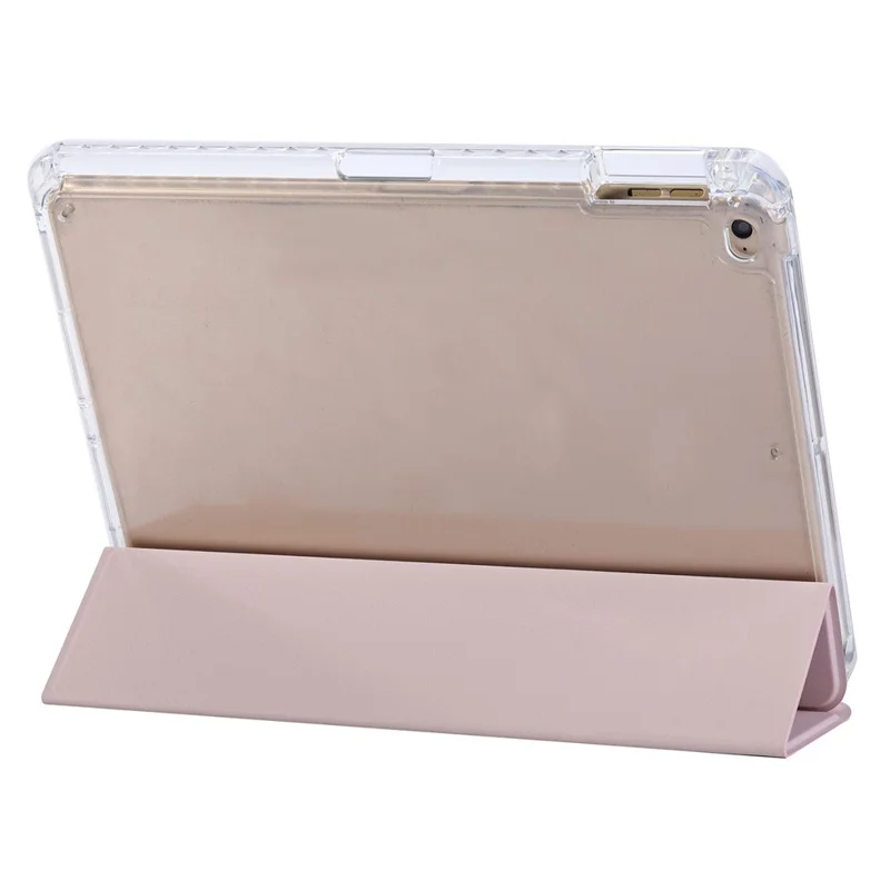 Para iPad 9.7 pulgadas (2017) / (2018) / iPad Pro 9.7 pulgadas (2016) Funda para Tablet Funda de Piel PU Plegable Inteligente con Pequeña Hebilla de Bloqueo - Rosa