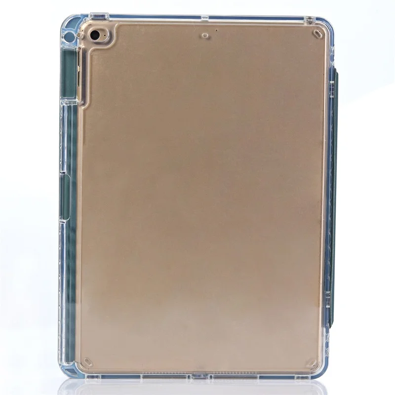 Para iPad 9.7 pulgadas (2017) / (2018) / iPad Pro 9.7 pulgadas (2016) Funda para Tableta Estuche de Cuero PU Trifold Stand Tapa Inteligente con Hebilla de Bloqueo Pequeña - Verde Medianoche