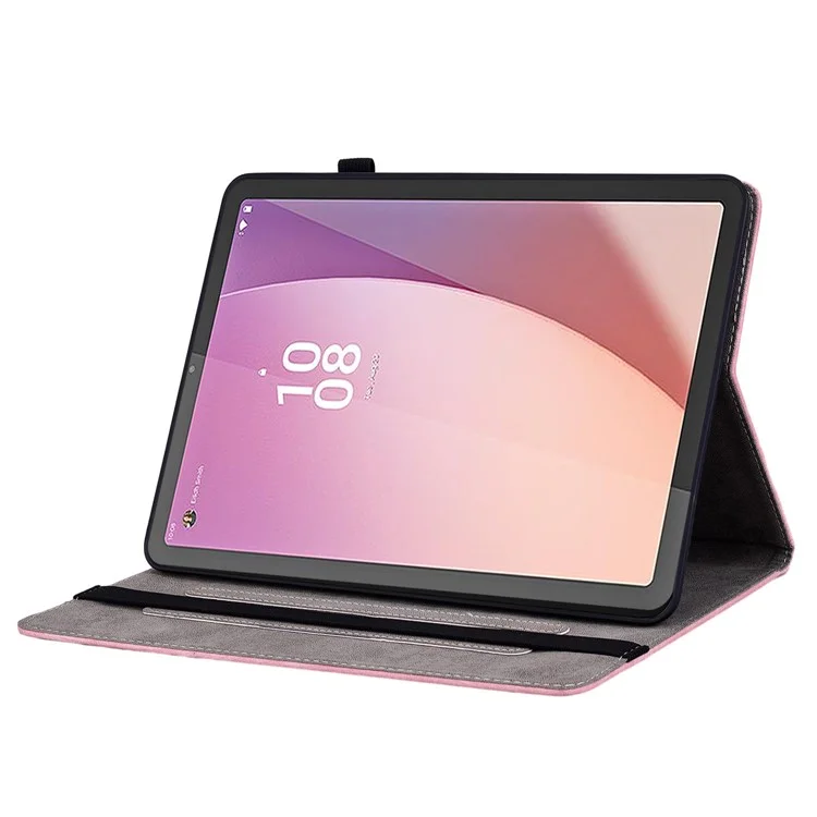 Чехол для планшета Lenovo Tab M9 с подставкой и слотами для карт, защитный чехол из искусственной кожи с рисунком - розовый