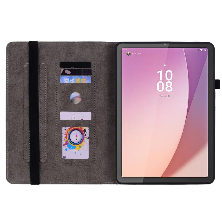 Чехол для планшета Lenovo Tab M9 с подставкой и слотами для карт, защитный чехол из искусственной кожи с рисунком - розовый