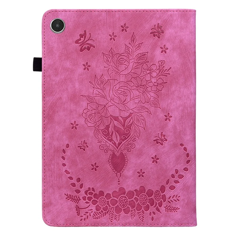 For Lenovo Tab M8 (4th Gen) 2024 TB-301XU / M8 (4th Gen) 2023 TB-300FU Stand Tablet Case Imprinted PU Leather Card Holder Tablet Cover - Rose