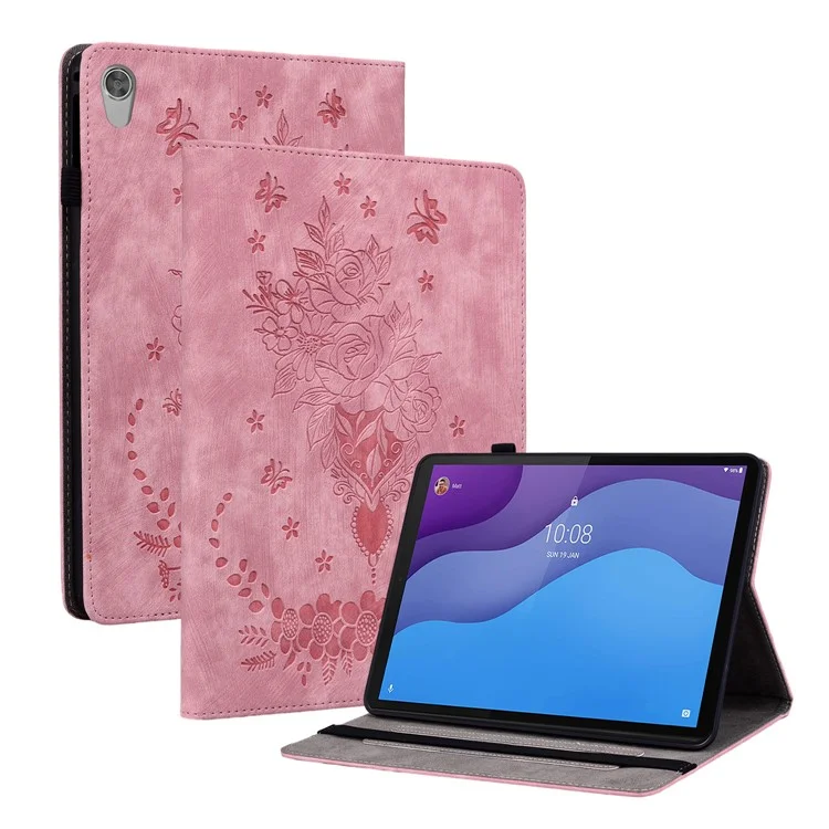 Funda de piel de poliuretano para Lenovo Tab M10 HD Gen 2 TB-X306X / TB-X306F Cubierta de tableta con soporte con estampado - Rosa