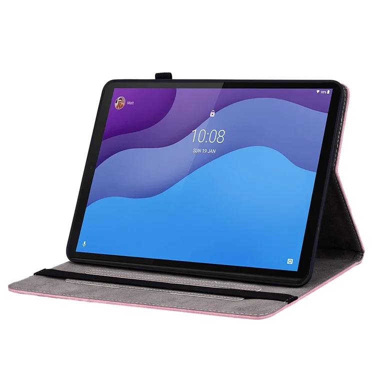 Funda de piel de poliuretano para Lenovo Tab M10 HD Gen 2 TB-X306X / TB-X306F Cubierta de tableta con soporte con estampado - Rosa