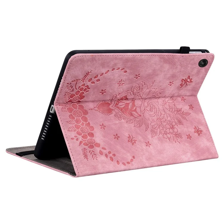 For Lenovo Tab M10 Plus (3rd Gen) / Xiaoxin Pad 2022 10.6 inch PU Leather Case Imprinted Design Stand Tablet Cover - Pink