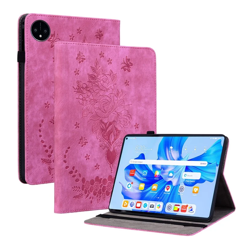 For Huawei MatePad Pro 11 (2022) PU Leather Folio Flip Card Holder Shell Imprinted Tablet Stand Case - Rose