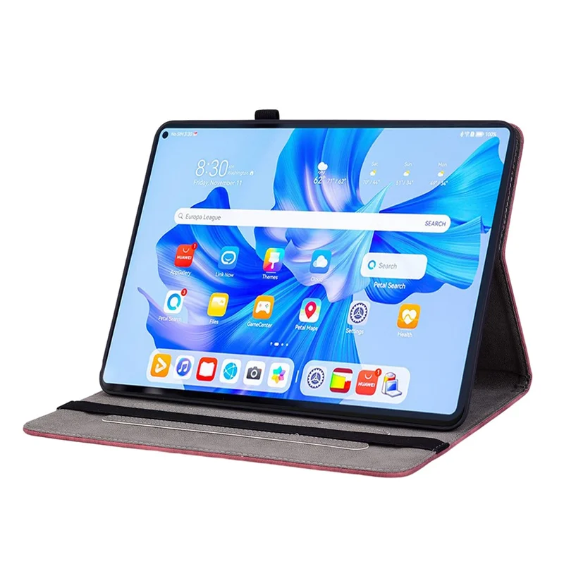 For Huawei MatePad Pro 11 (2022) PU Leather Folio Flip Card Holder Shell Imprinted Tablet Stand Case - Red
