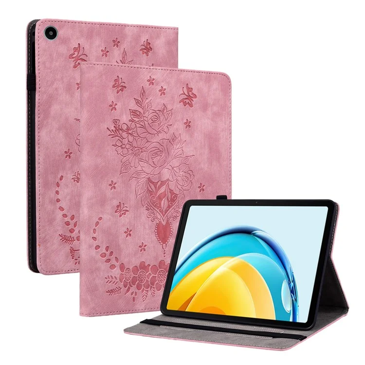 Para Huawei MatePad SE 10.4 polegadas Capa Anti-Poeira Tablet Caso de Couro PU + Capa Shell TPU Design Impresso Stand - Rosa