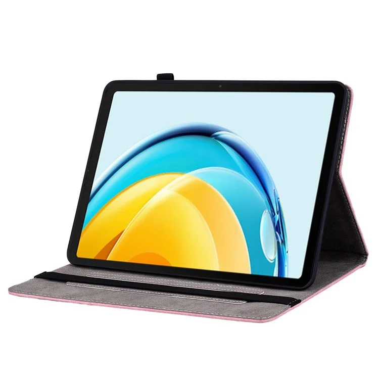 Para Huawei MatePad SE 10.4 polegadas Capa Anti-Poeira Tablet Caso de Couro PU + Capa Shell TPU Design Impresso Stand - Rosa