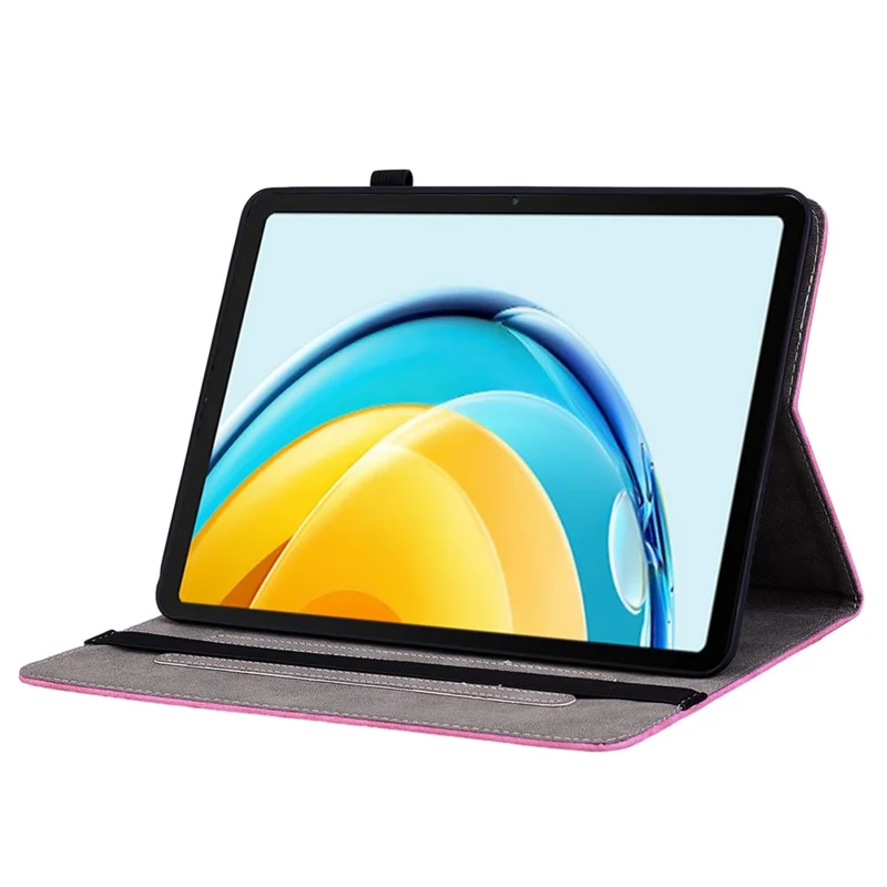For Huawei MatePad SE 10.4-inch Anti-Dust Tablet Case PU Leather+TPU Shell Imprinted Design Stand Cover - Rose