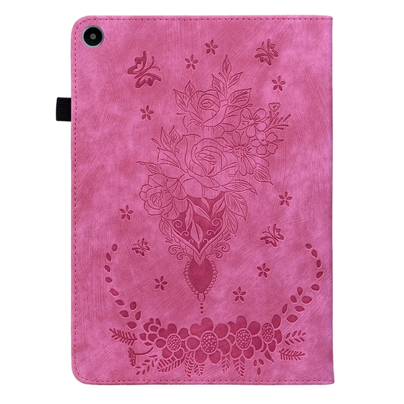 For Huawei MatePad SE 10.4-inch Anti-Dust Tablet Case PU Leather+TPU Shell Imprinted Design Stand Cover - Rose
