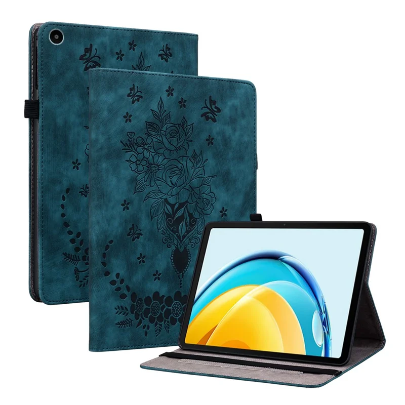 For Huawei MatePad SE 10.4-inch Anti-Dust Tablet Case PU Leather+TPU Shell Imprinted Design Stand Cover - Blue