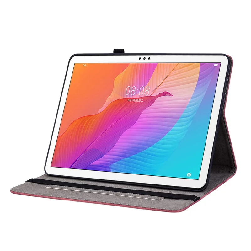 For Huawei Enjoy Tablet 2 / MatePad T 10S / T 10 9.7 inch Imprinted Design Stand Tablet PU Leather Case Cover - Red