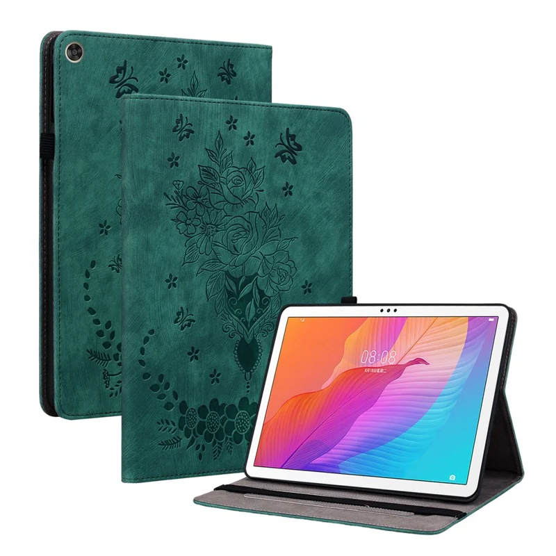Для планшета Huawei Enjoy 2 / MatePad T 10S / T 10 9,7 дюйма Чехол-подставка из искусственной кожи с рисунком - Зеленый