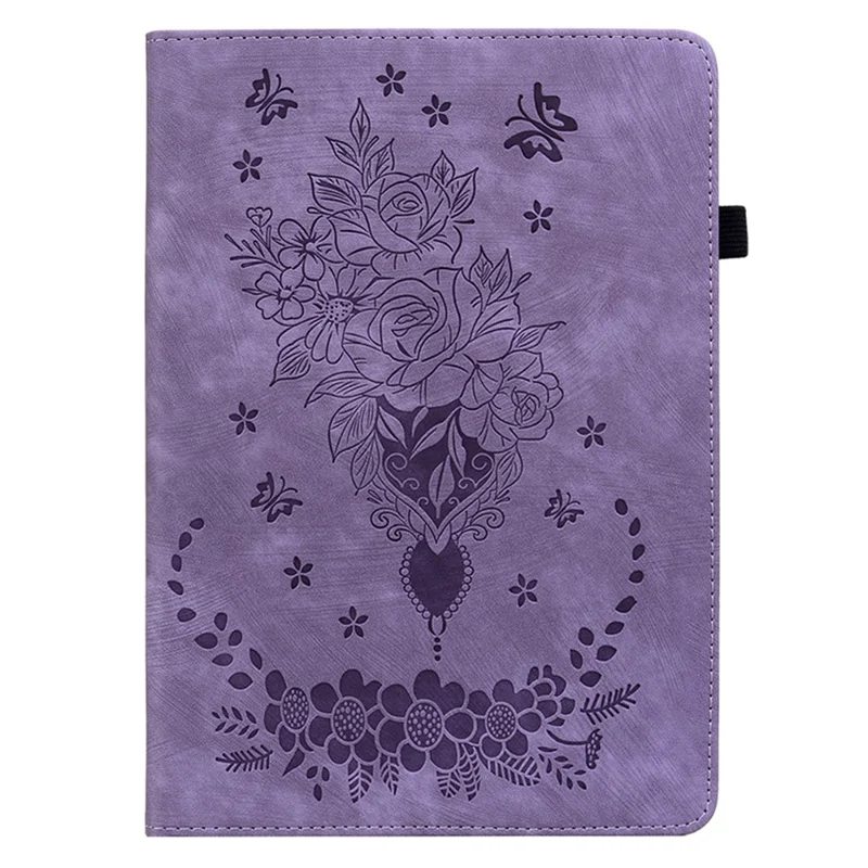Imprinted PU Leather Tablet Cover for Realme Pad , Card Slots Stand Tablet Protective Case - Purple