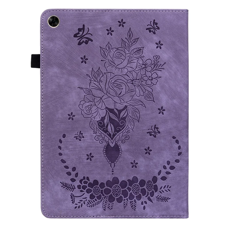 Imprinted PU Leather Tablet Cover for Realme Pad , Card Slots Stand Tablet Protective Case - Purple