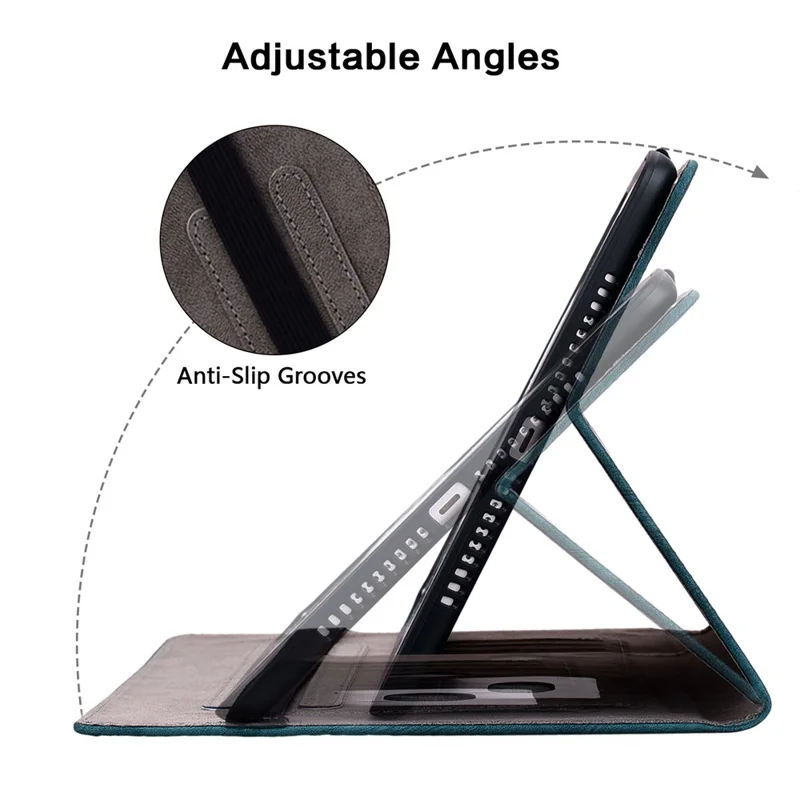 Ingeprest tabletcover van PU-leer voor Realme Pad, beschermhoes met kaartslots en standaard - Blauw