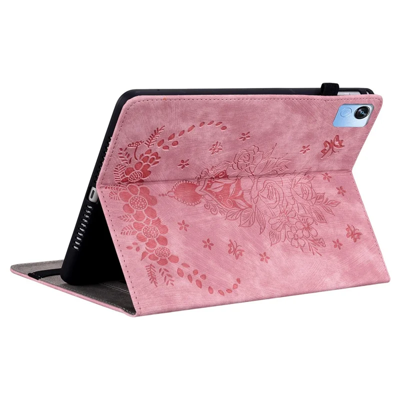 Für Realme Pad X Kartenfach Tablet-Hülle, bedrucktes PU-Leder, Ständer, Schutzhülle - Pink